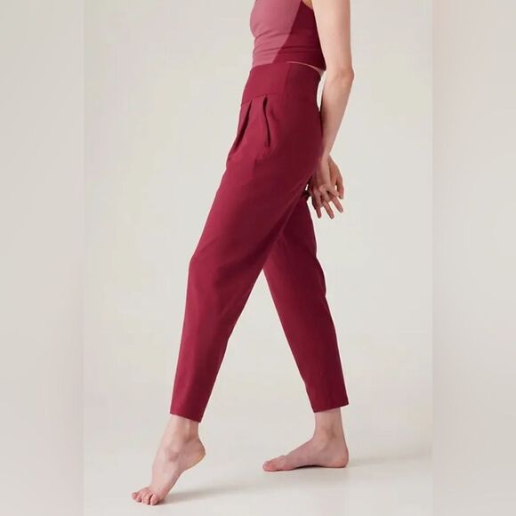 NWT New ATHLETA Elation Pant Dressy Jogger Wine Dark Red Coffeeberry Medium - Picture 3 of 5